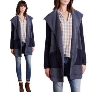 Anthro Saturday Sunday Ansley Navy Blue Boucle Open Cardigan Pocket Sweater XS